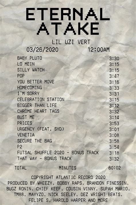 uzi tracklist|Eternal Atake 2